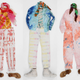 Lots of tie-dyed clothes combined together by the fashion label Alex Mill